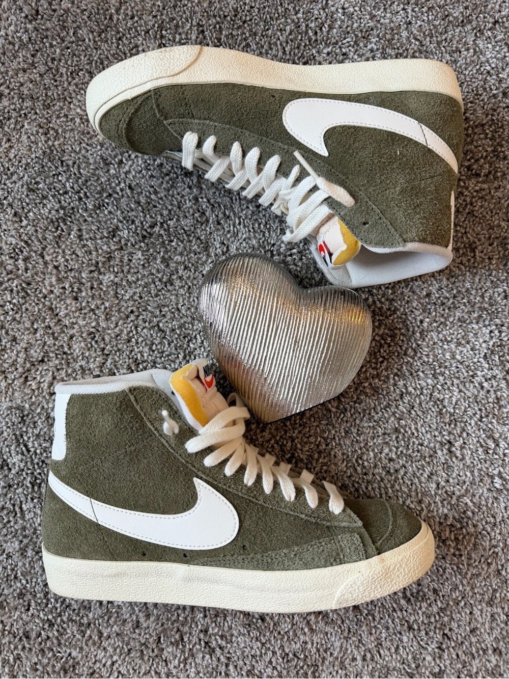 Nike Blazer Mid Suede Sneakers - Olive Green/White